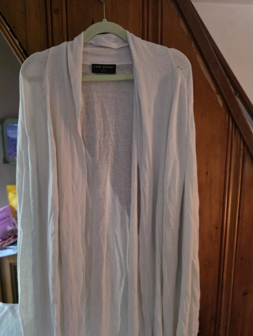 Lane Bryant White Open-Front Lightweight Cardigan